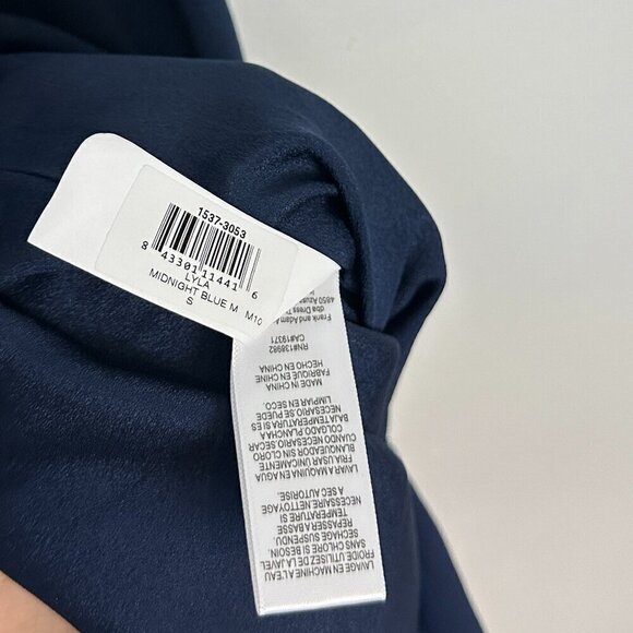 DRESS THE POPULATION Lyla Crepe Cocktail Dress Midnight Blue M Size Small - Picture 9 of 10
